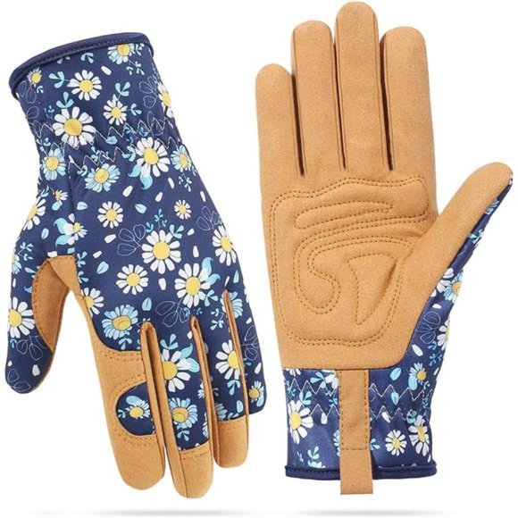 Women's Garden Weeding Work Gloves, Durable Leather and Coating - Picture 1 of 6